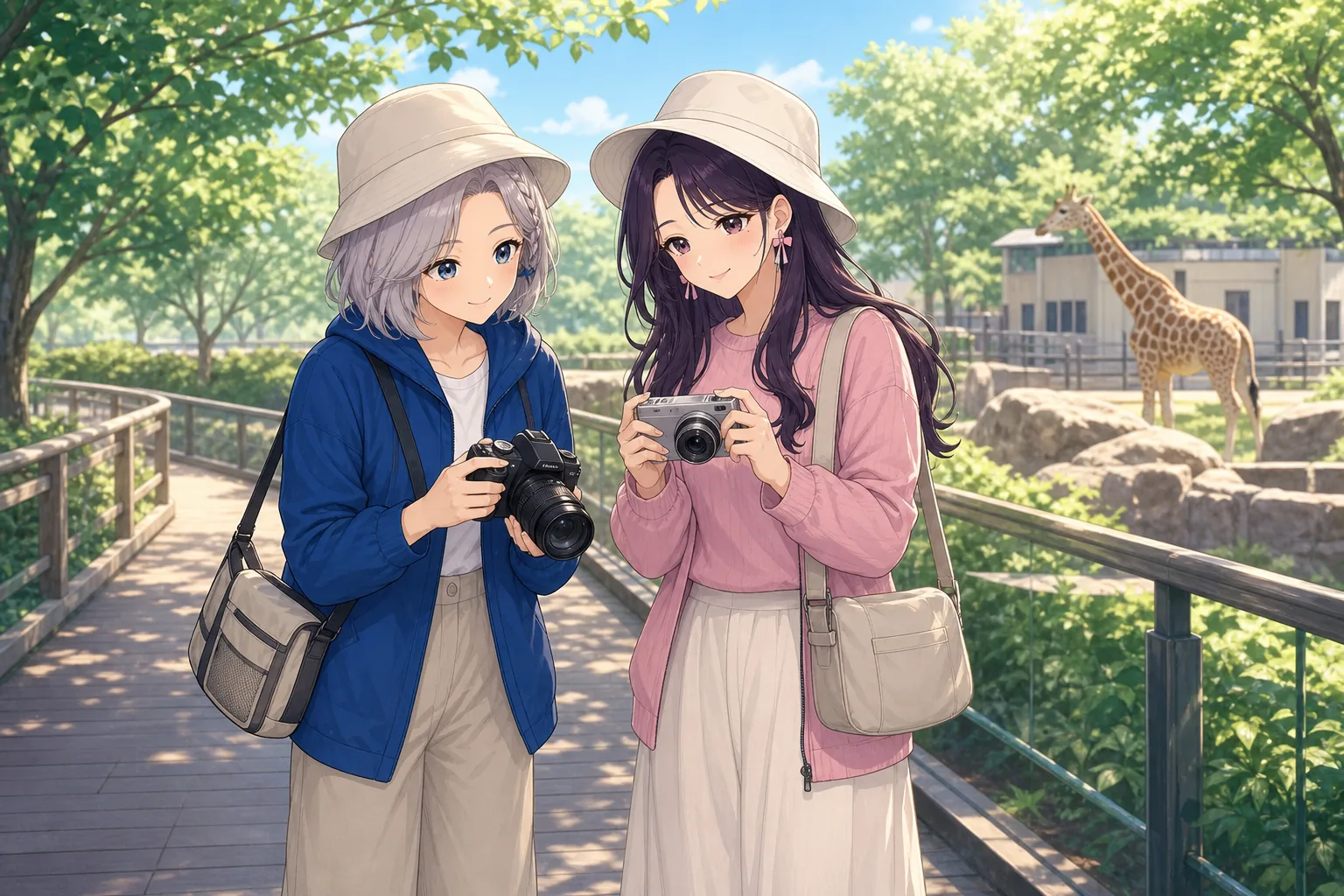 白銀エマ、紫藤ゆらが動物園で写真散歩を楽しむ様子